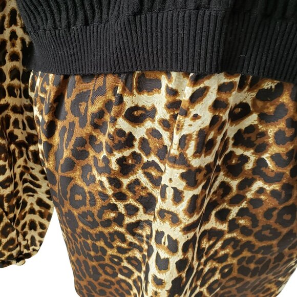 Veronica Beard Leopard Print Mixed Combo Black Sweater Top Medium - Picture 11 of 13
